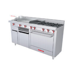 CORIAT MULTIPLE PETIT Estufa a Gas 2 Fuegos, Plancha, Asador, Freidor, Gratinador y Horno